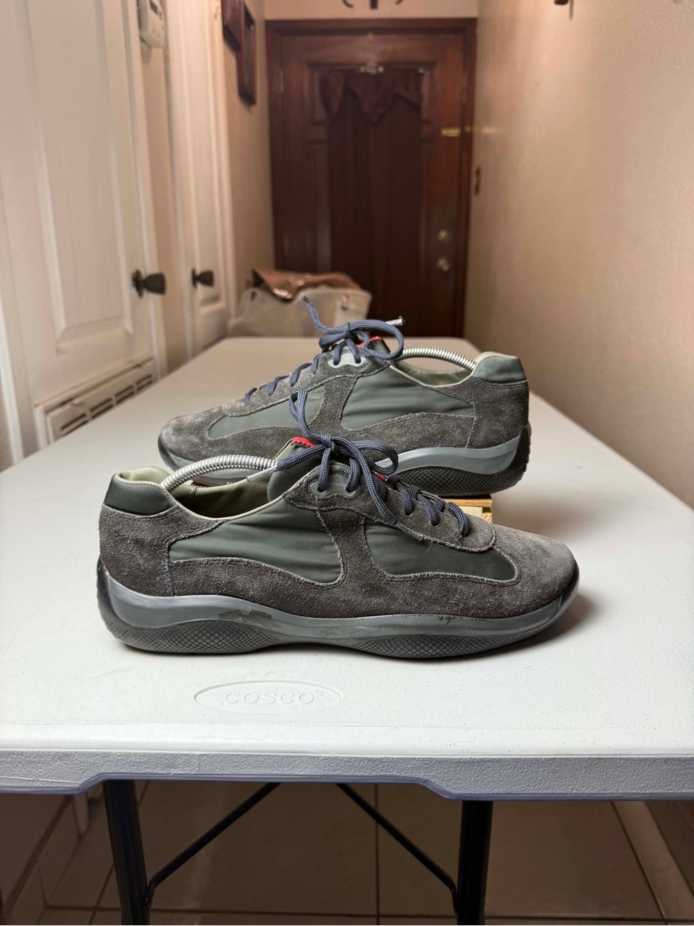 Prada America's Cup Sneakers Navy Blue Suede Leather Men US 10 UK 9 Low Tops